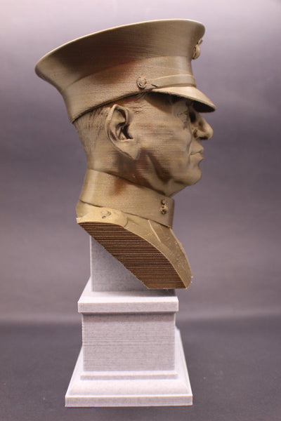 John A Lejeune Legendary US Marine General and 13th Commandant Sculpture Bust on Box Plinth