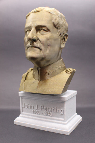John Pershing Legendary US Army General and General of the Armies Sculpture Bust on Box Plinth