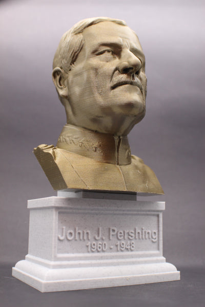 John Pershing Legendary US Army General and General of the Armies Sculpture Bust on Box Plinth
