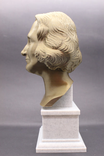 Mary Shelley, English Novelist, Sculpture Bust on Box Plinth