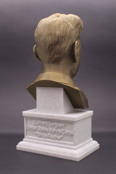 Carlos "White Feather" Hathcock Legendary US Marine Corps Marksman Sniper Sculpture Bust on Box Plinth