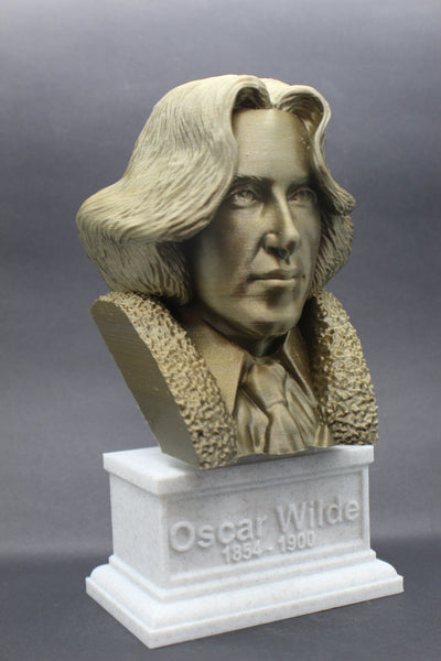 Oscar Wilde, Irish Poet and Playwright, Sculpture Bust on Box Plinth
