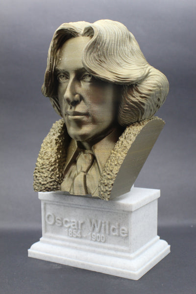 Oscar Wilde, Irish Poet and Playwright, Sculpture Bust on Box Plinth