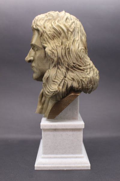 Isaac Newton Famous English Mathematician, Physicist and Astronomer Sculpture Bust on Box Plinth