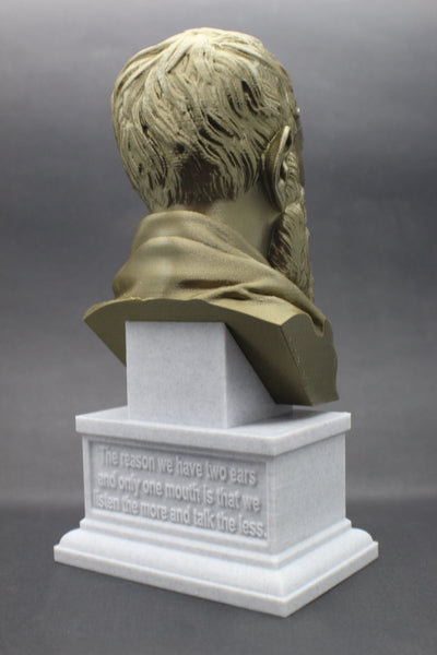 Zeno of Citium Greek Stoic Philosopher Sculpture Bust on Box Plinth