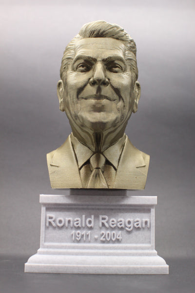 Ronald Reagan, 40th US President, Sculpture Bust on Box Plinth