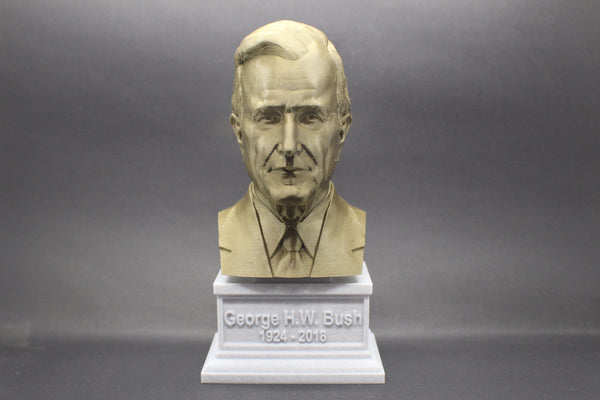George HW Bush, 41st US President, Sculpture Bust on Box Plinth