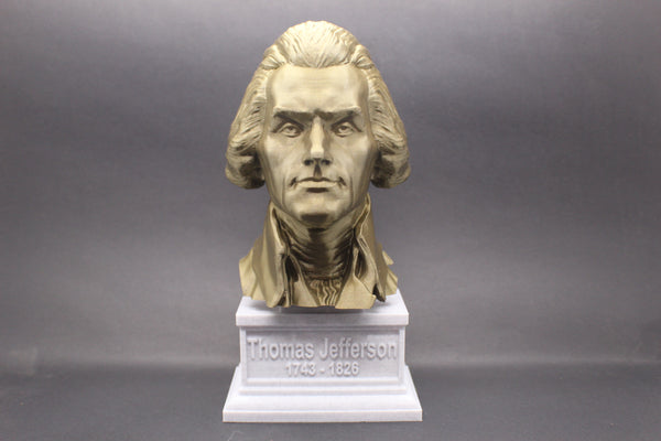 Thomas Jefferson, 3rd US President, Sculpture Bust on Box Plinth