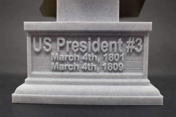 Thomas Jefferson, 3rd US President, Sculpture Bust on Box Plinth