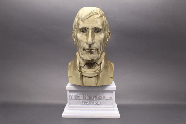 William Henry Harrison, 9th US President, Sculpture Bust on Box Plinth