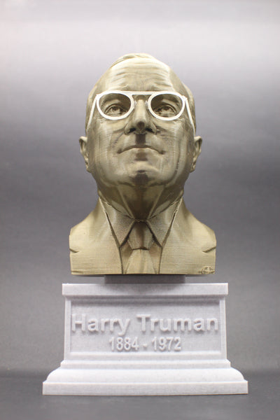 Harry Truman, 33rd US President, Sculpture Bust on Box Plinth