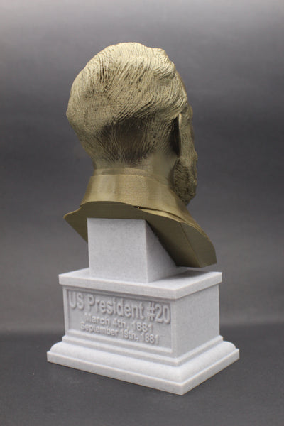 James A. Garfield, 20th US President, Sculpture Bust on Box Plinth