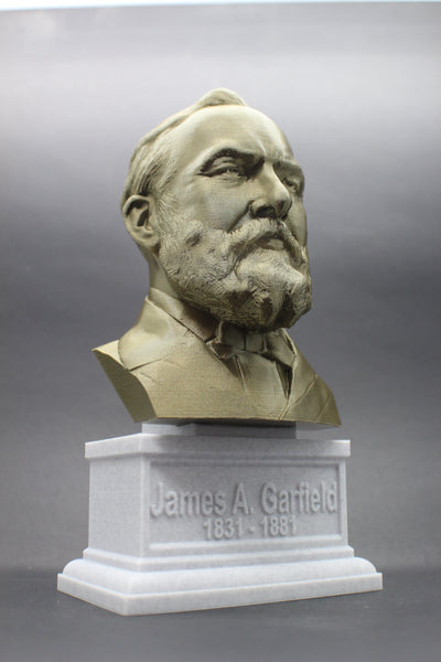 James A. Garfield, 20th US President, Sculpture Bust on Box Plinth