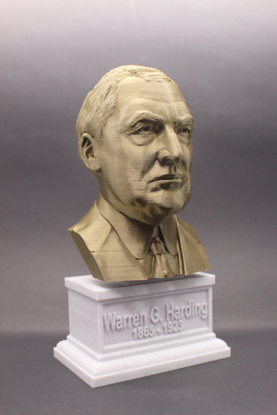 Warren G. Harding, 29th US President, Sculpture Bust on Box Plinth
