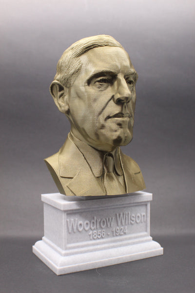 Woodrow Wilson, 28th US President, Sculpture Bust on Box Plinth