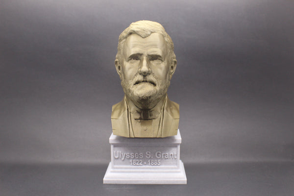 Ulysses S. Grant, 18th US President, Sculpture Bust on Box Plinth