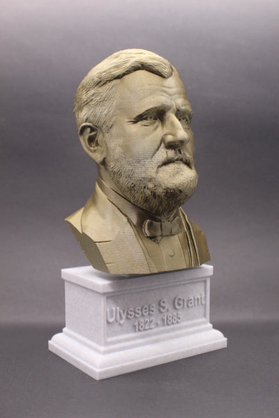 Ulysses S. Grant, 18th US President, Sculpture Bust on Box Plinth