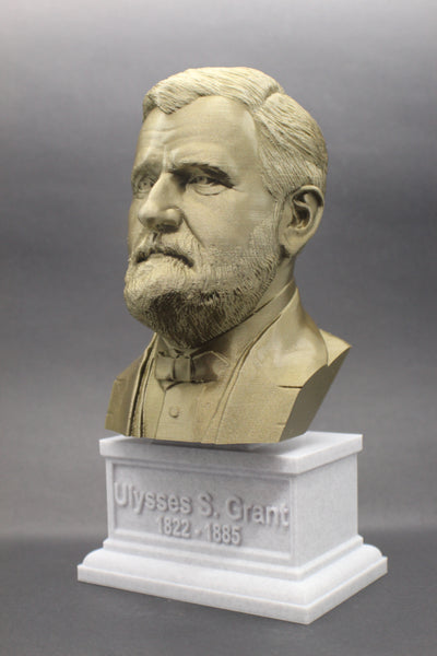 Ulysses S. Grant, 18th US President, Sculpture Bust on Box Plinth