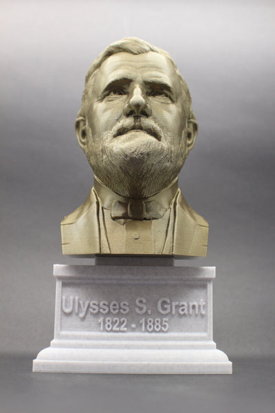 Ulysses S. Grant, 18th US President, Sculpture Bust on Box Plinth