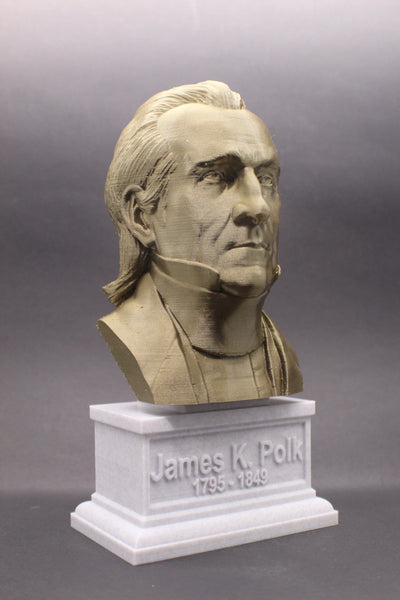 James K Polk, 11th US President, Sculpture Bust on Box Plinth