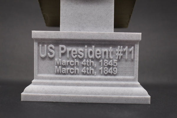 James K Polk, 11th US President, Sculpture Bust on Box Plinth