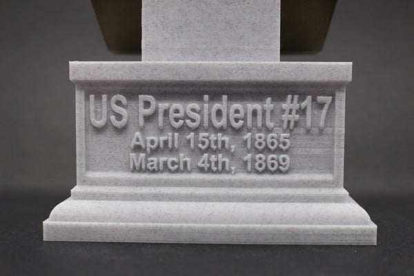 Andrew Johnson, 17th US President, Sculpture Bust on Box Plinth