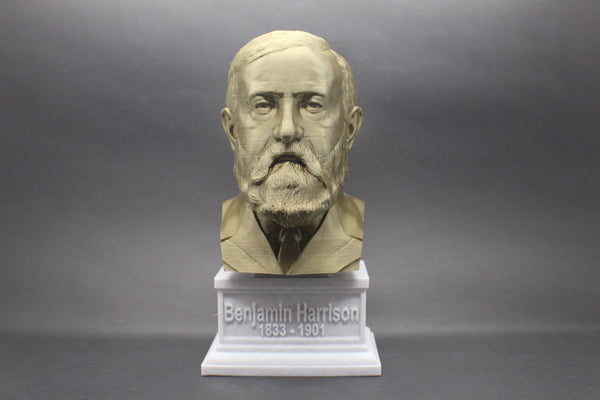 Benjamin Harrison, 23rd US President, Sculpture Bust on Box Plinth