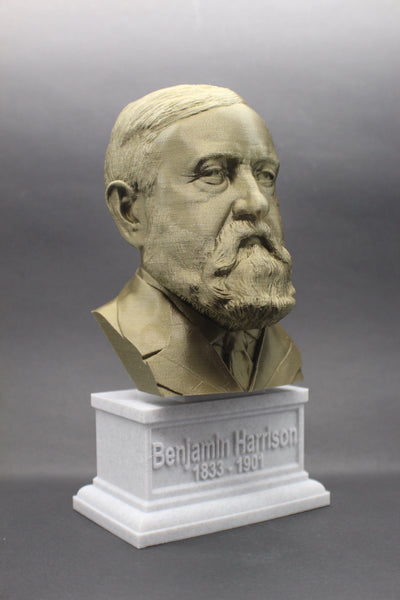Benjamin Harrison, 23rd US President, Sculpture Bust on Box Plinth