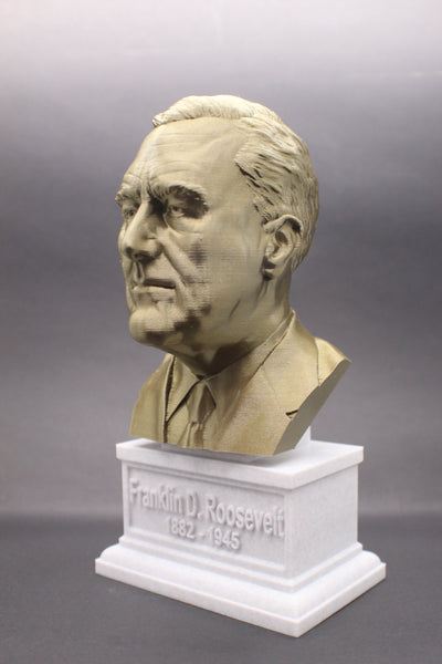 Franklin Delano Roosevelt, 32nd US President, Sculpture Bust on Box Plinth