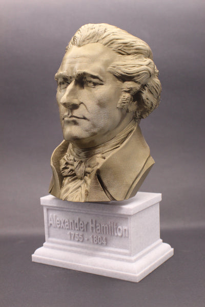 Alexander Hamilton USA Founding Father Sculpture Bust on Box Plinth