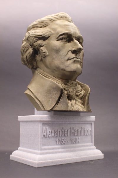 Alexander Hamilton USA Founding Father Sculpture Bust on Box Plinth
