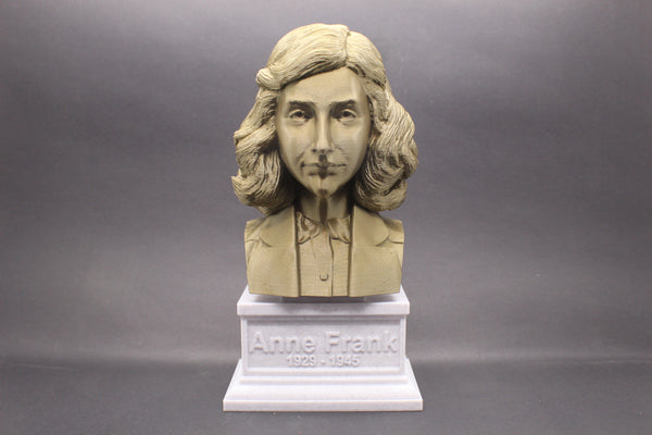 Anne Frank, Famous Diarist, Sculpture Bust on Box Plinth