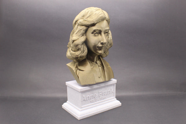 Anne Frank, Famous Diarist, Sculpture Bust on Box Plinth