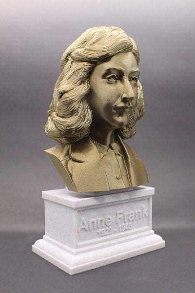 Anne Frank, Famous Diarist, Sculpture Bust on Box Plinth