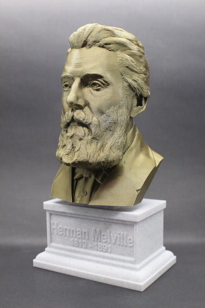 Herman Melville, Famous American Writer and Poet, Sculpture Bust on Box Plinth