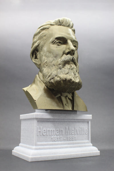 Herman Melville, Famous American Writer and Poet, Sculpture Bust on Box Plinth