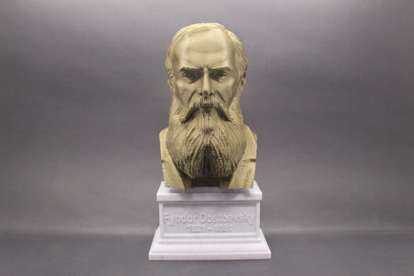 Fyodor Dostoevsky, Famous Russion Writer and Philosopher, Sculpture Bust on Box Plinth