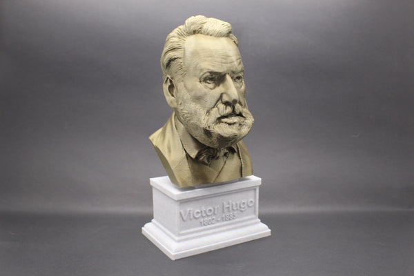Victor Hugo, Famous French Novelist, Sculpture Bust on Box Plinth