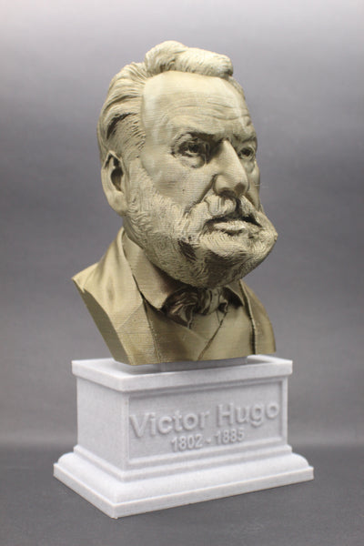 Victor Hugo, Famous French Novelist, Sculpture Bust on Box Plinth