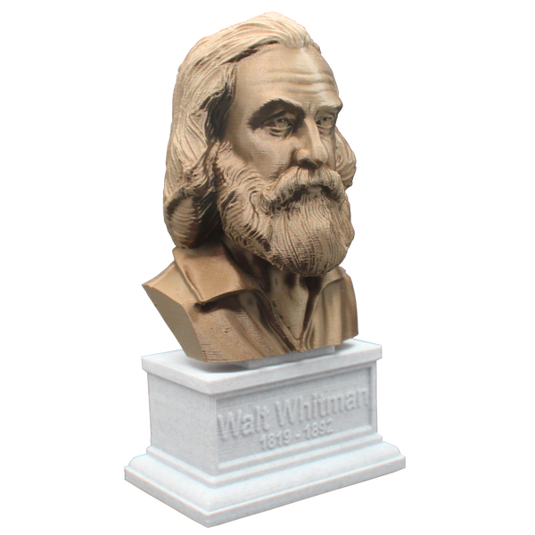 Walt Whitman, American Poet, Sculpture Bust on Box Plinth