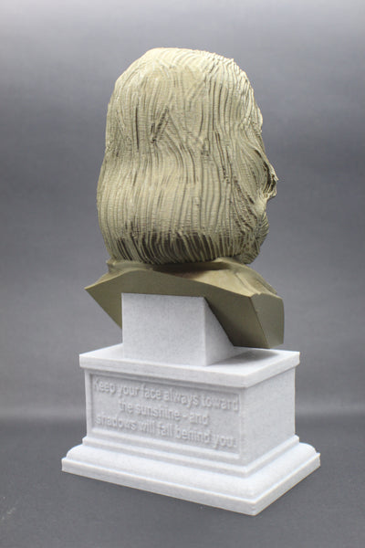 Walt Whitman, American Poet, Sculpture Bust on Box Plinth
