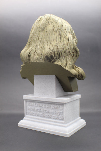 René Descartes French Philosopher, Mathematician, and Scientist Sculpture Bust on Box Plinth