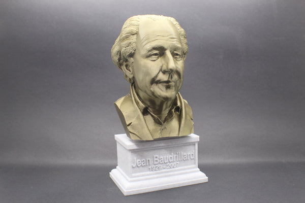 Jean Baudrillard French Sociologist and Philosopher Sculpture Bust on Box Plinth
