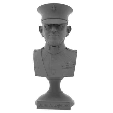 John A Lejeune Legendary US Marine USMC General and 13th Commandant Sculpture Bust on Pedestal