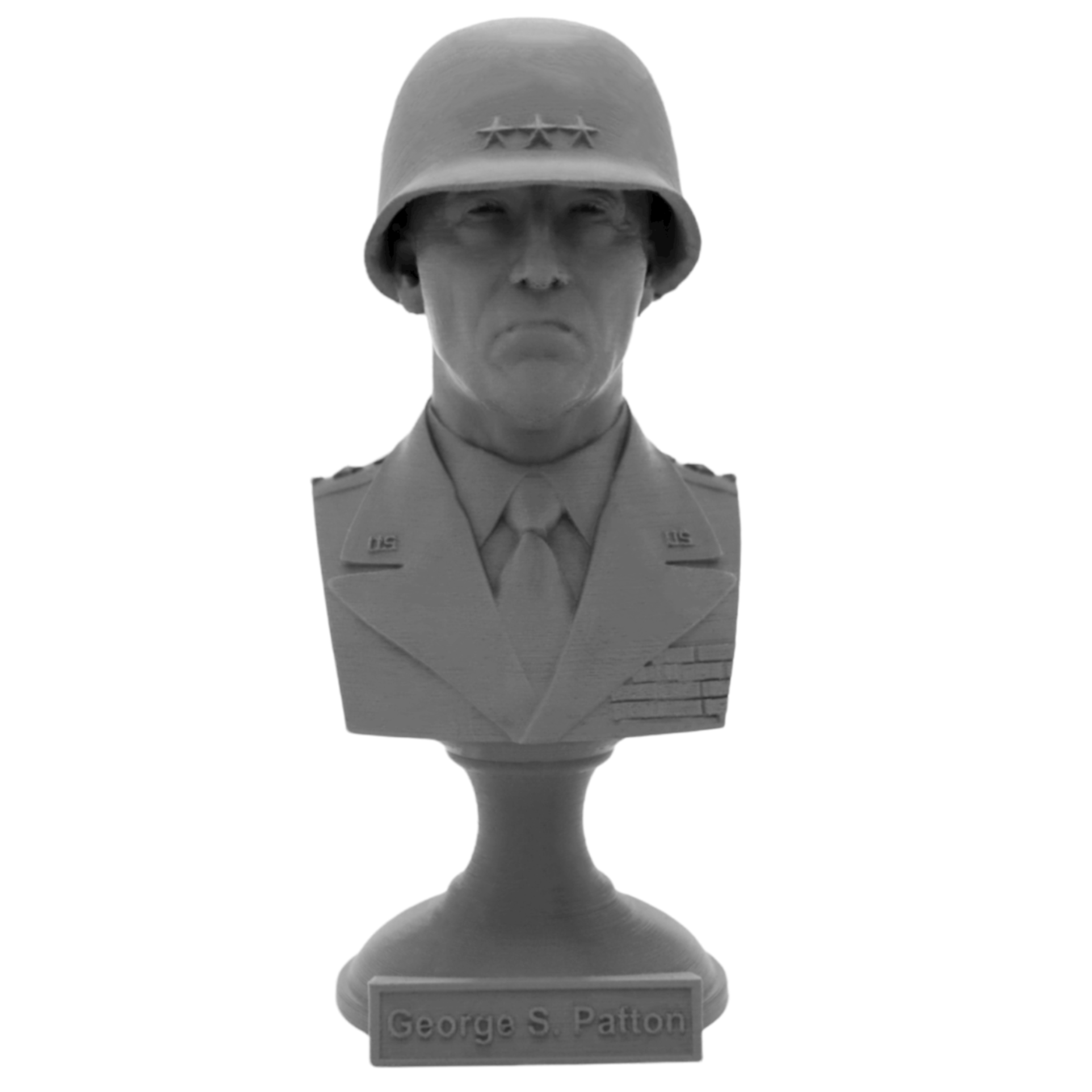 George S Patton Legendary US Army General Sculpture Bust on Pedestal