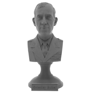 Smedley Butler Most Decorated US Marine Corps Major General Sculpture Bust on Pedestal