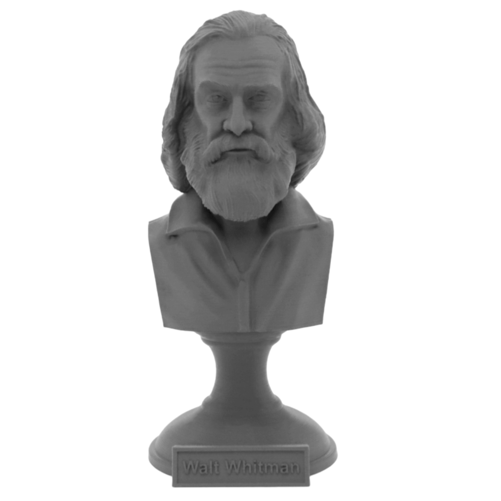 Walt Whitman American Poet Sculpture Bust on Pedestal