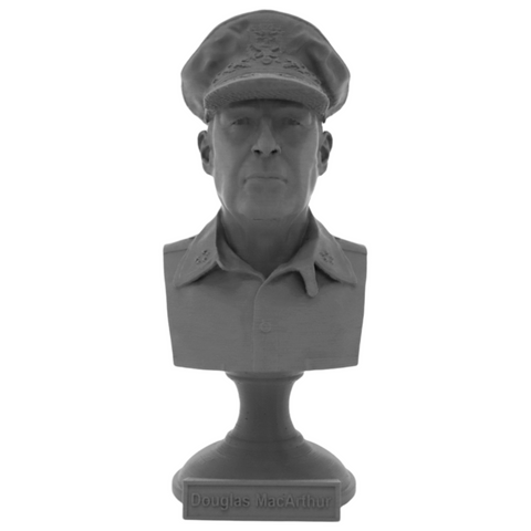 Douglas MacArthur Legendary US Army General Sculpture Bust on Pedestal
