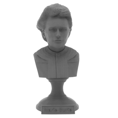 Marie Curie Polish Chemist, Nobel Prize Winner, and Researcher of Radioactivity Sculpture Bust on Pedestal