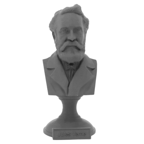 Jules Verne French Novelist Sculpture Bust on Pedestal